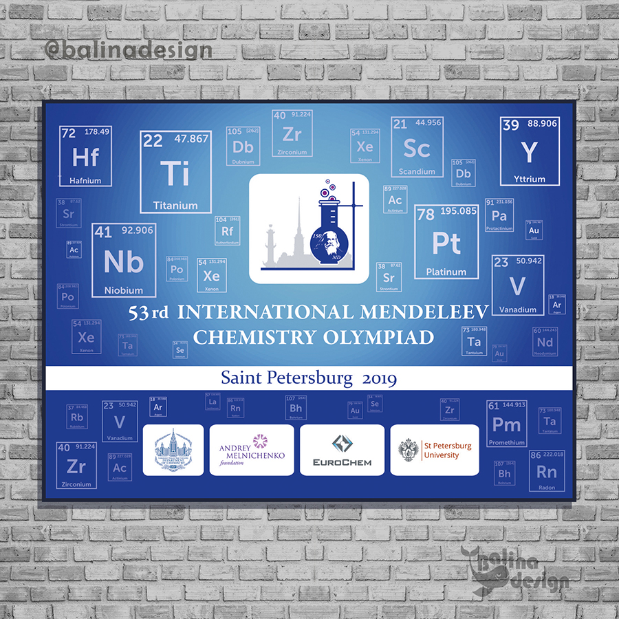 заставка для электронного табло для Международной олимпиады по химии.