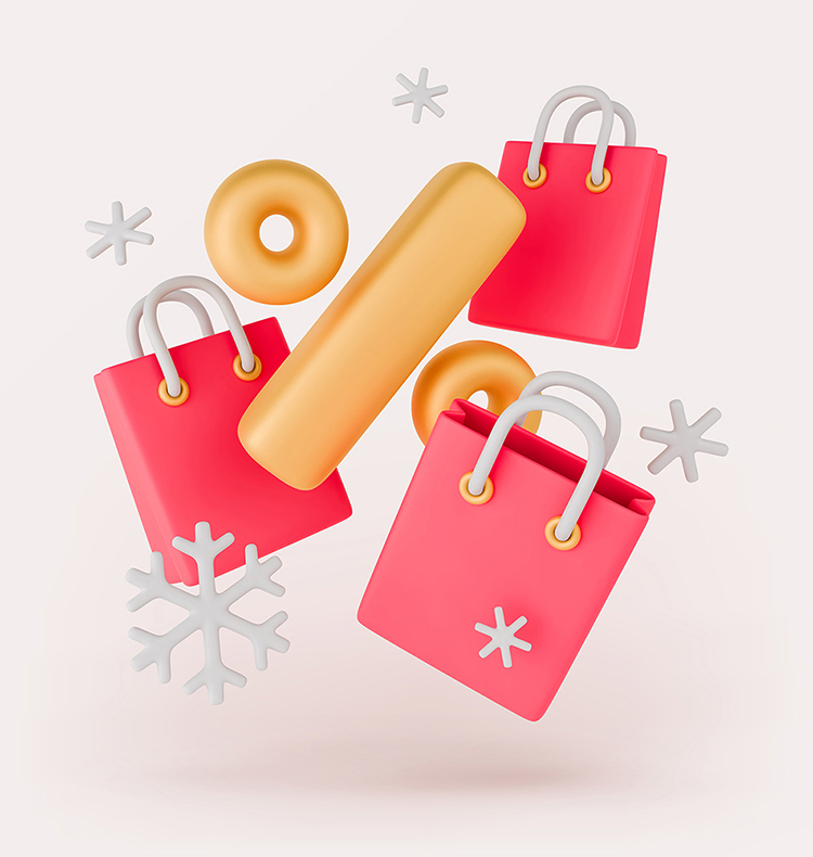 3D иллюстрация для флаера. Sale and discount