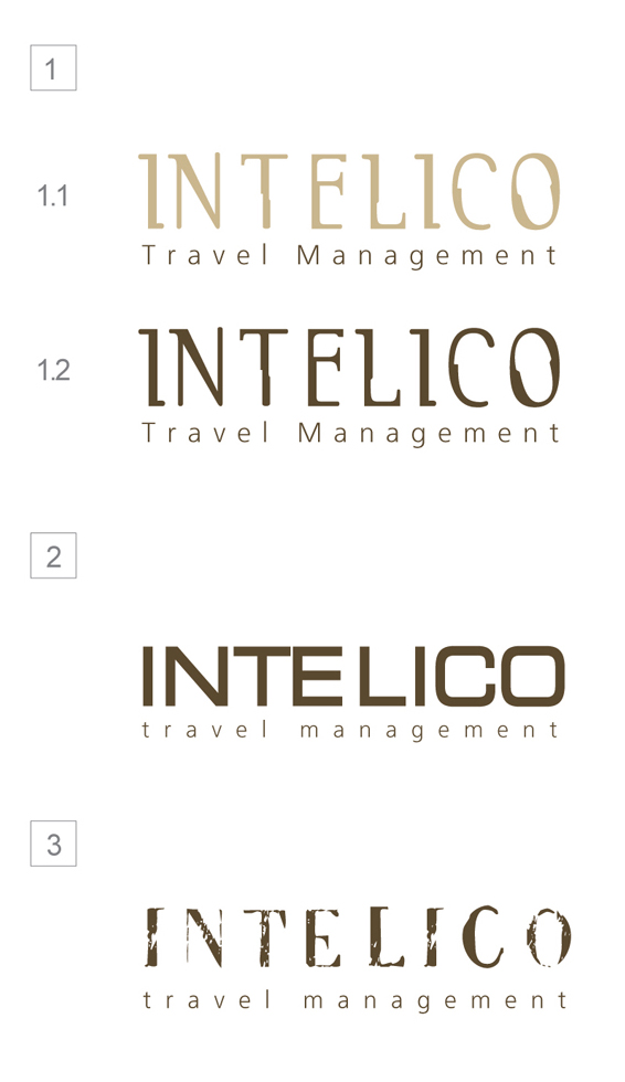 варианты шрифтового решения лого INTELICO