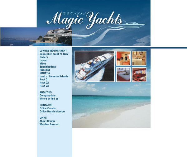 Дизайн сайта для компании Magic Yachts