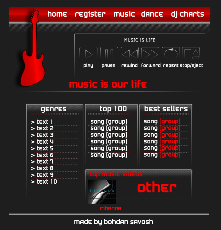 Дизайн музыкального сайта