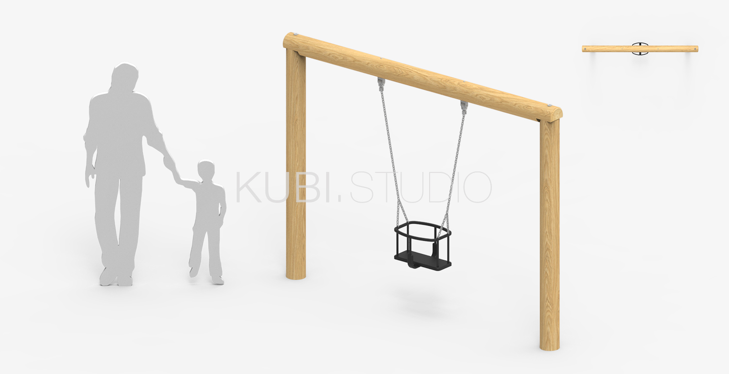 Качель в эко стиле с детским подвесом