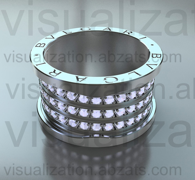 Кольцо Bulgari, Rhino, 3D-Max, Vray, Photoshop