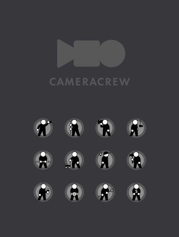 Cameracrew. Комбинированный знак и набор пиктограмм.