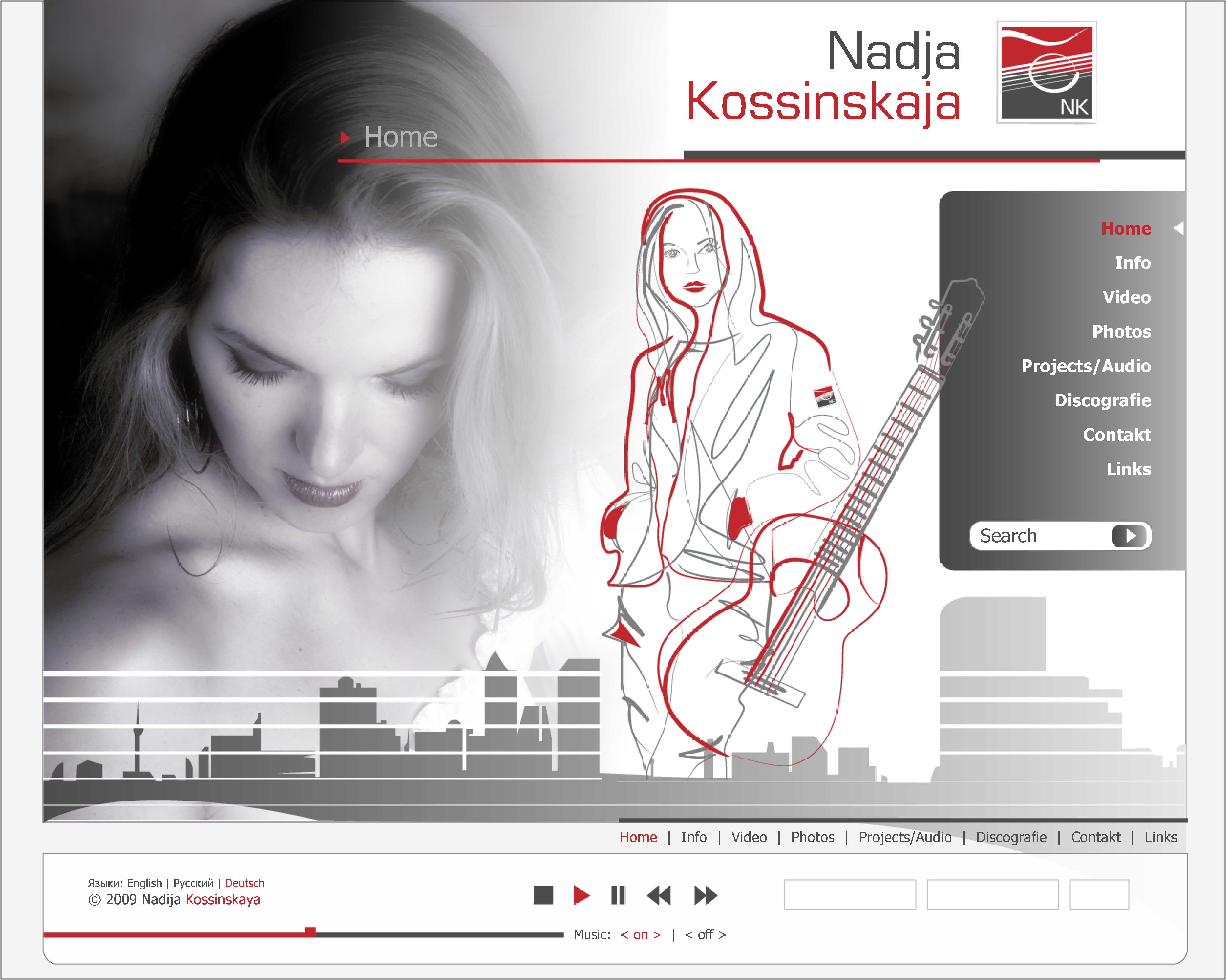 Разработка дизайна сайта Nadejda Kossinskaya.com_главная страница