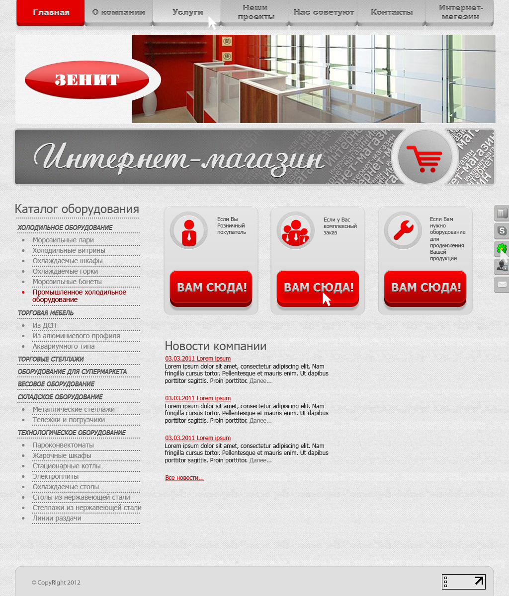 Дизайн сайта для компании Зенит