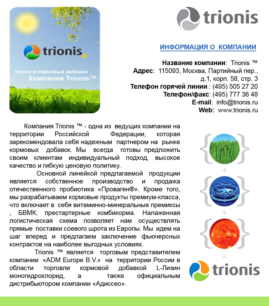 верстка промо-страницы для компании "Трионис"