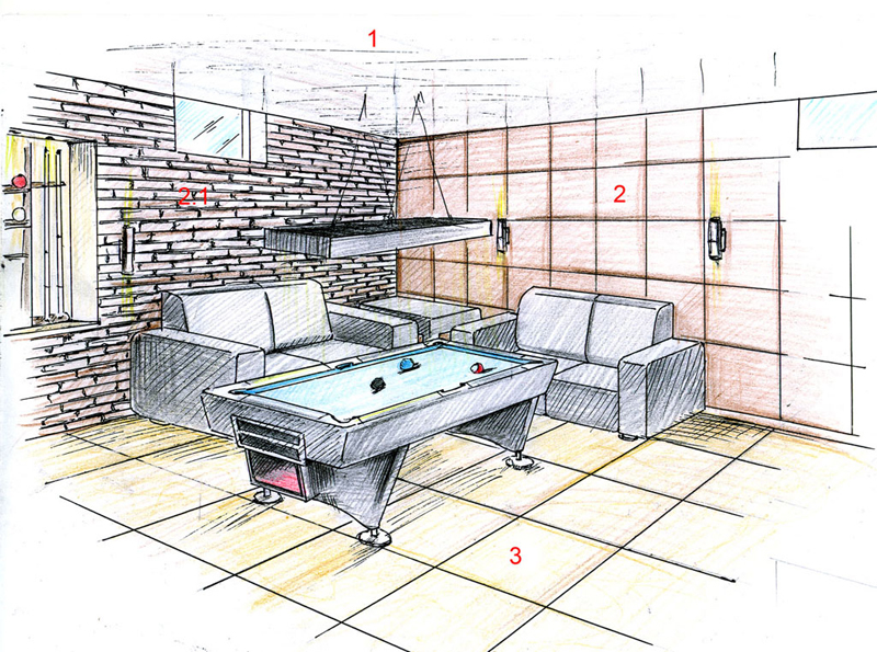 Проект №2. Эскиз. Бильярдная.