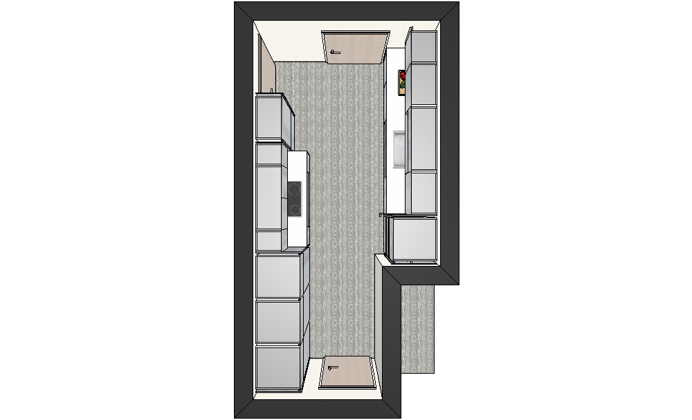 1 проходная кухня вариант план - вид сверху