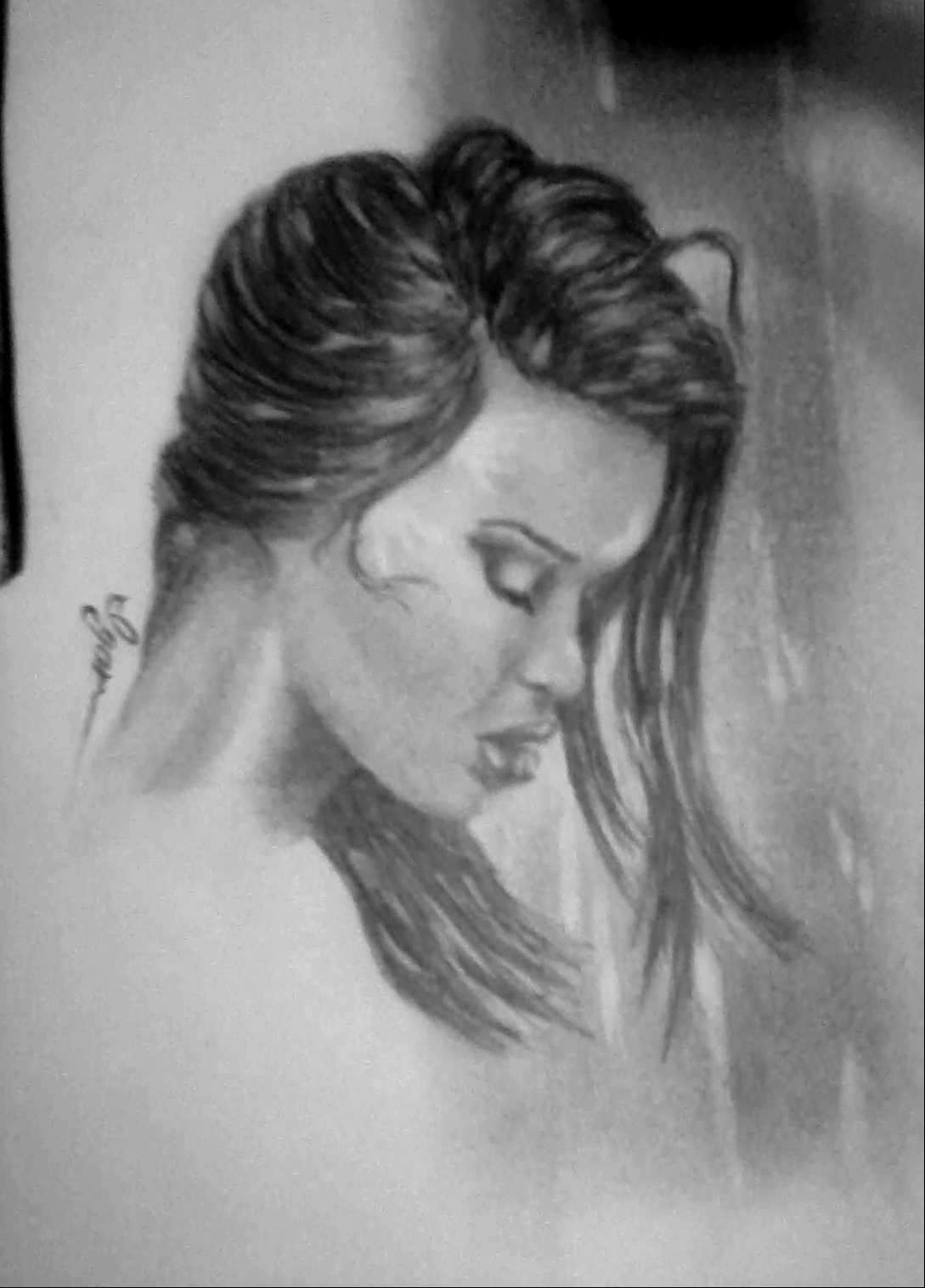 девушка, портрет, карандаш