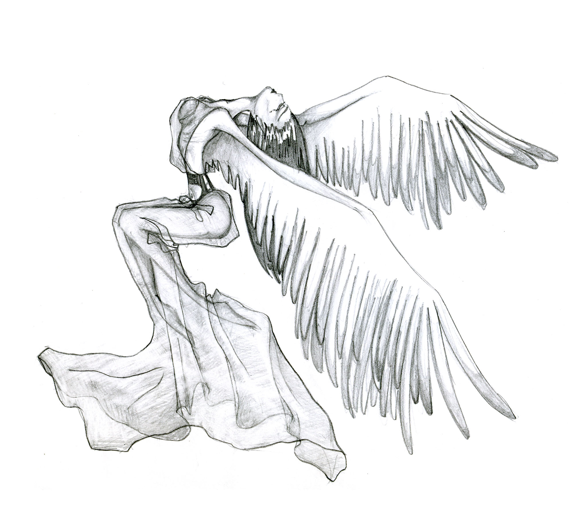 Рисунки карандашом девушки с крыльями
