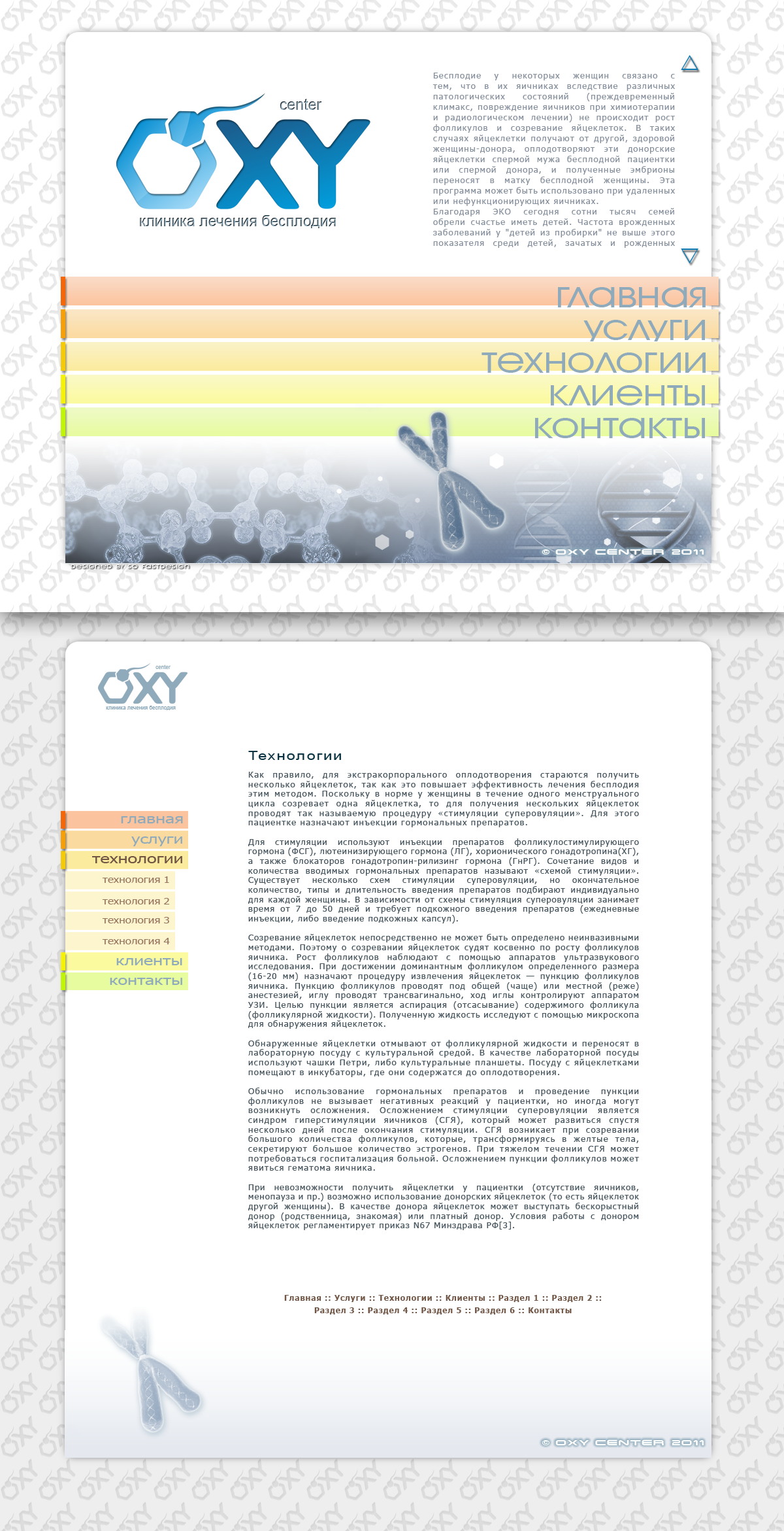 Sample design of site for "OXY center" company. Var.2 