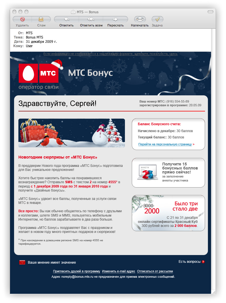 Newsletter MTS Bonus New Year