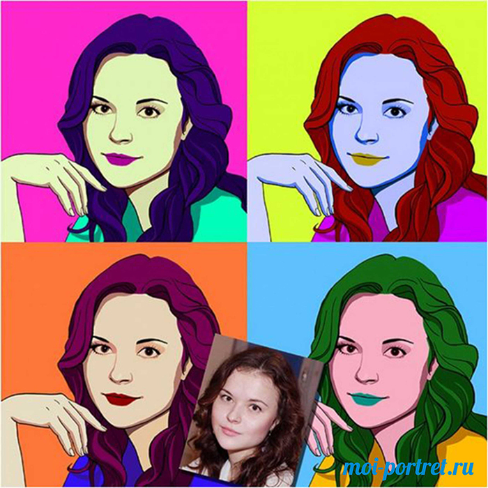 Поп-арт портреты 4х4 в стиле Энди Уорхола