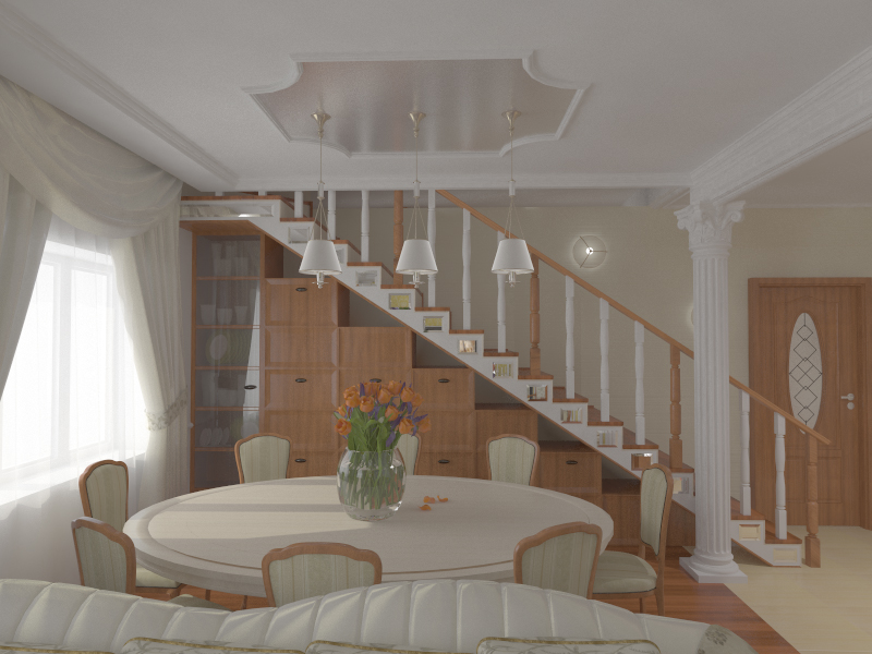 гостинная в коттедже