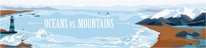 Иллюстрация &quot;Mountains vs. Oceans&quot;