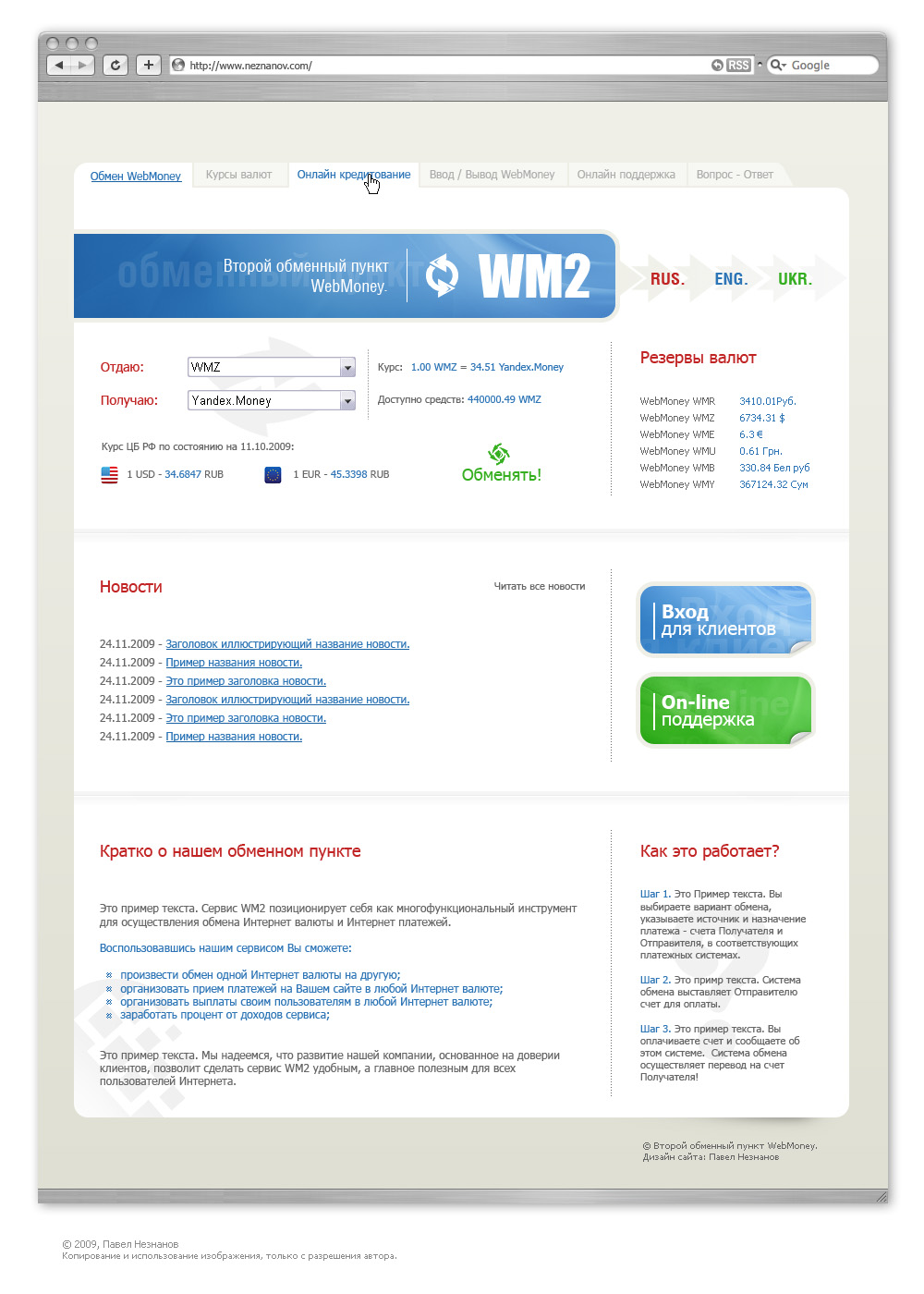 Сервис обмена эл. валют - 2009
