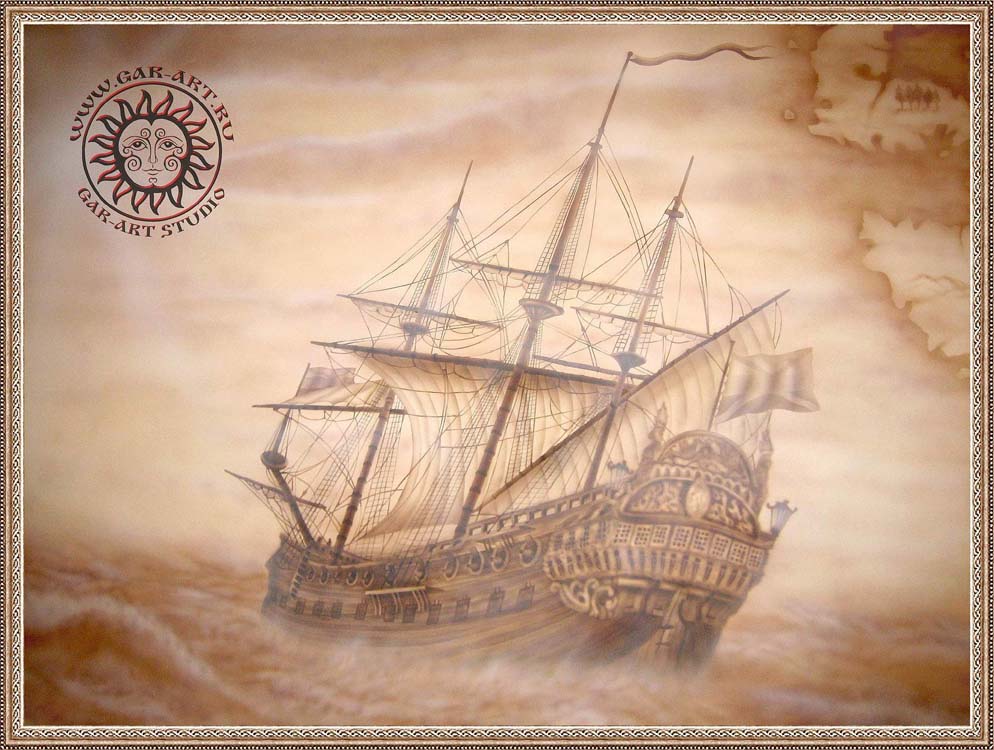 Роспись стены в детской - КОРАБЛЬ