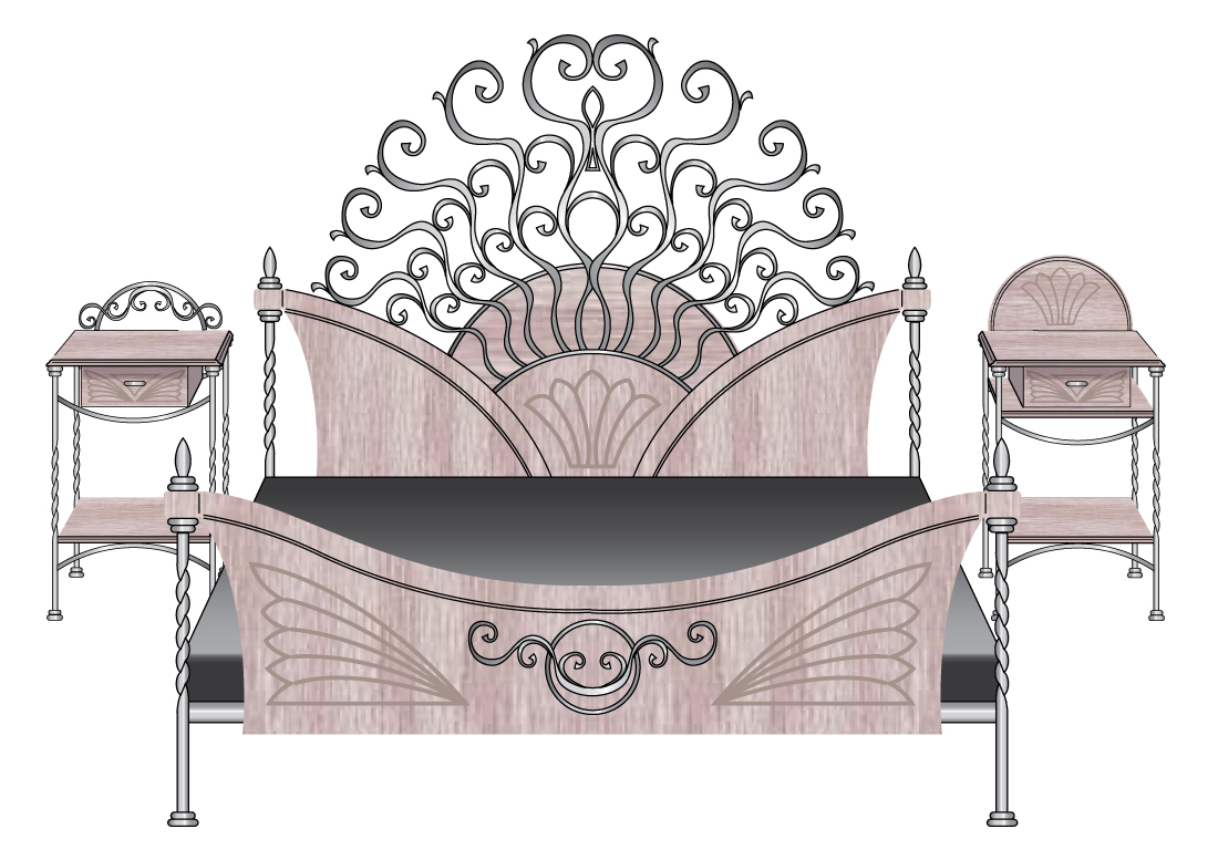 Эскиз спального гарнитура с коваными элементами