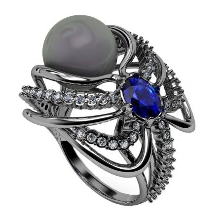Pearl sapphire ring