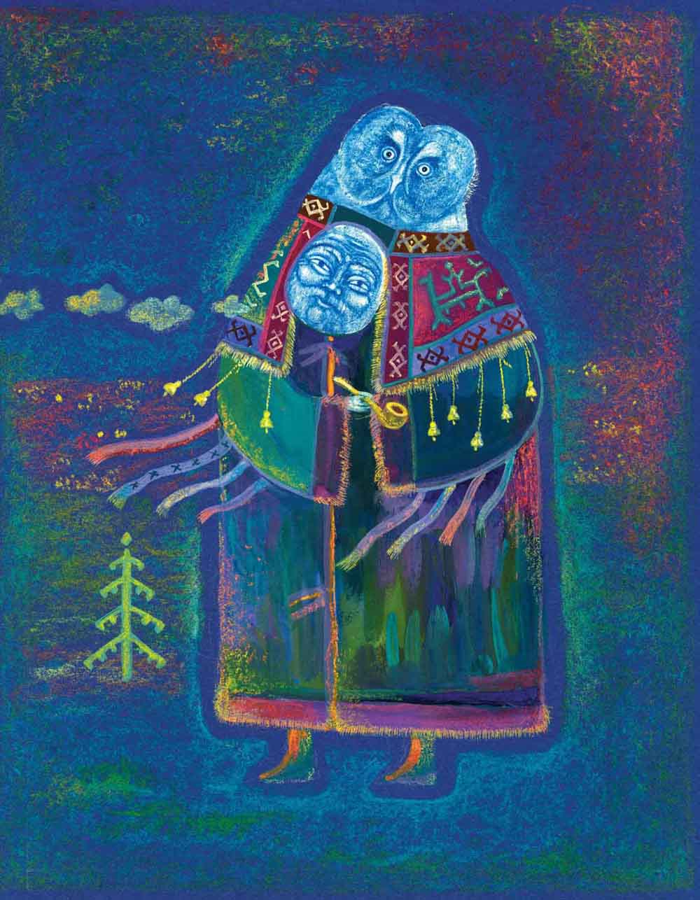Старик Зима -илл. для сборника хантыйских сказок, часть разворота