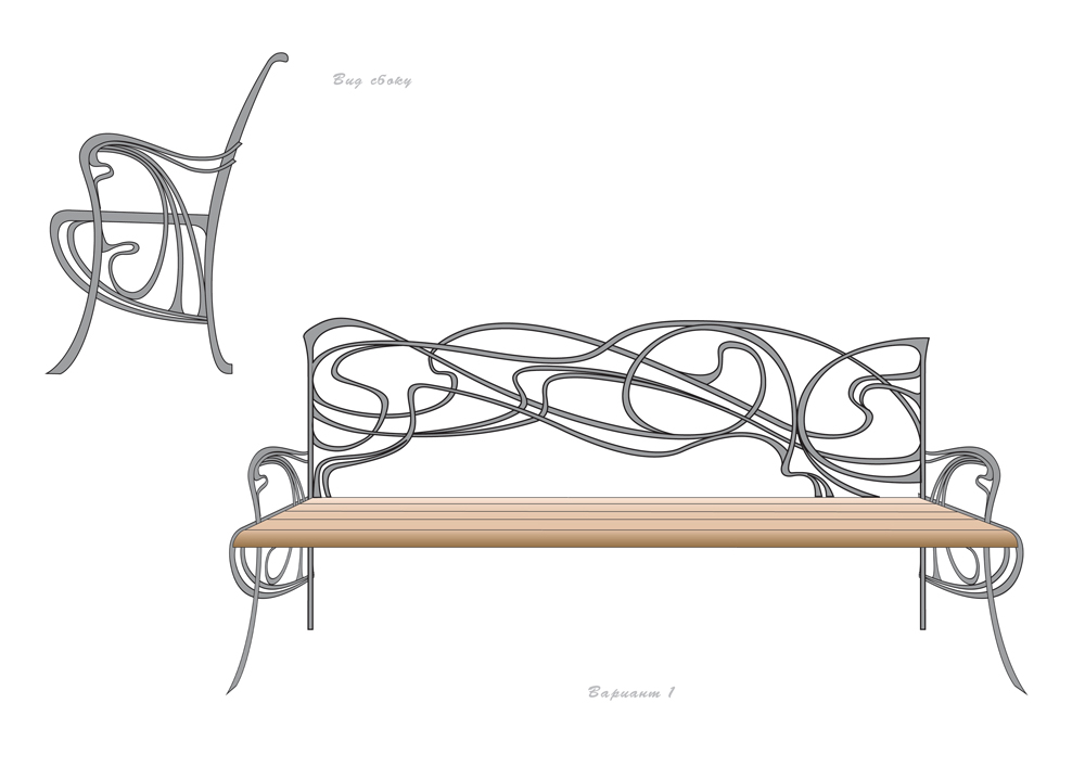 Эскиз кованой скамейки