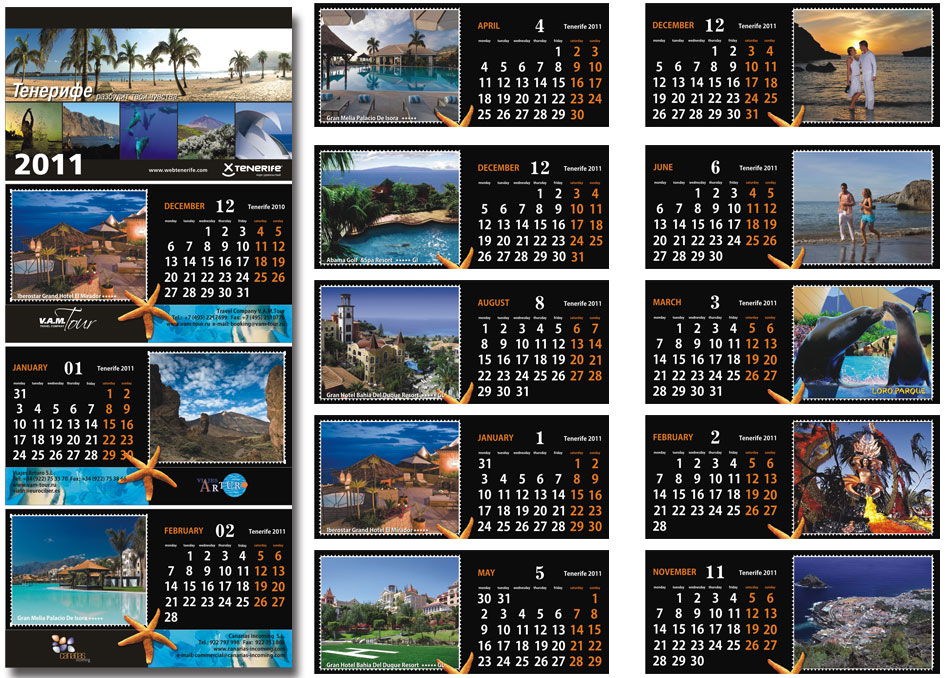 Дизайн и верстка квартального календаря для туроператора VamTour
