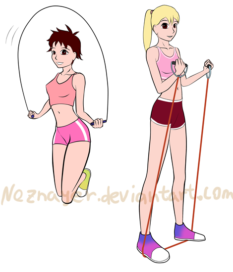 Fitness Girls (skipping rope &amp; elastic band)