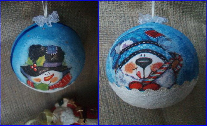 Елочные игрушки Зимние шалости (папье-маше)